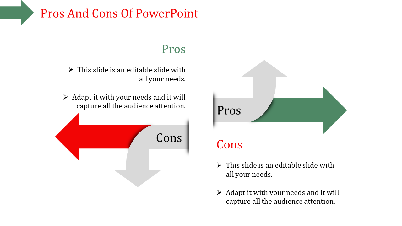 Great Pros and Cons of PowerPoint template presentation